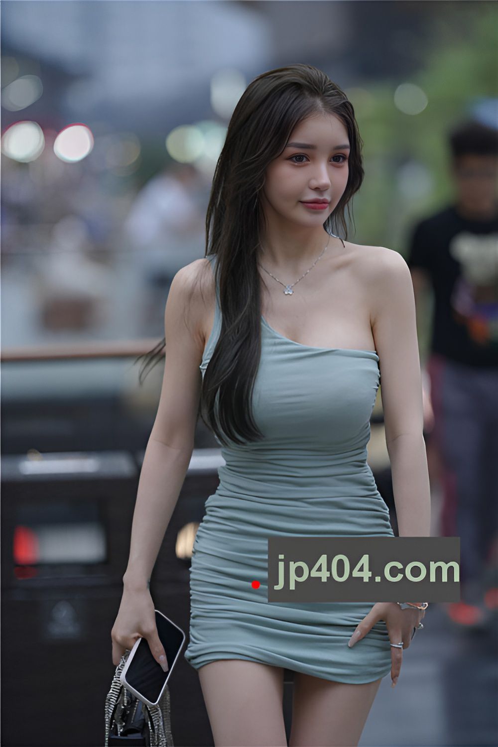 漂亮的连体包臀裙长发美女【套图+视频】