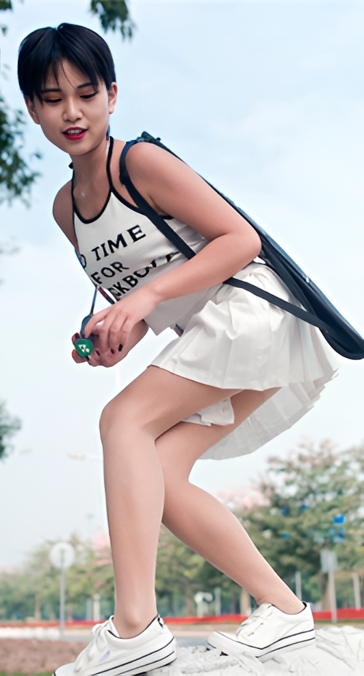 短发白裙妹子【套图+视频】