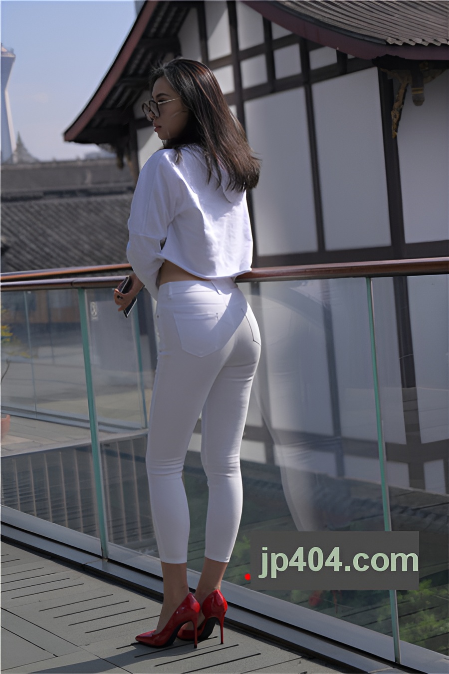 紧身白裤【套图】