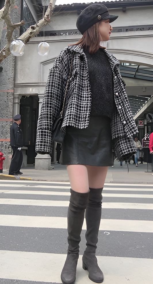 街拍高靴皮裙小姐姐[599M/MP4]