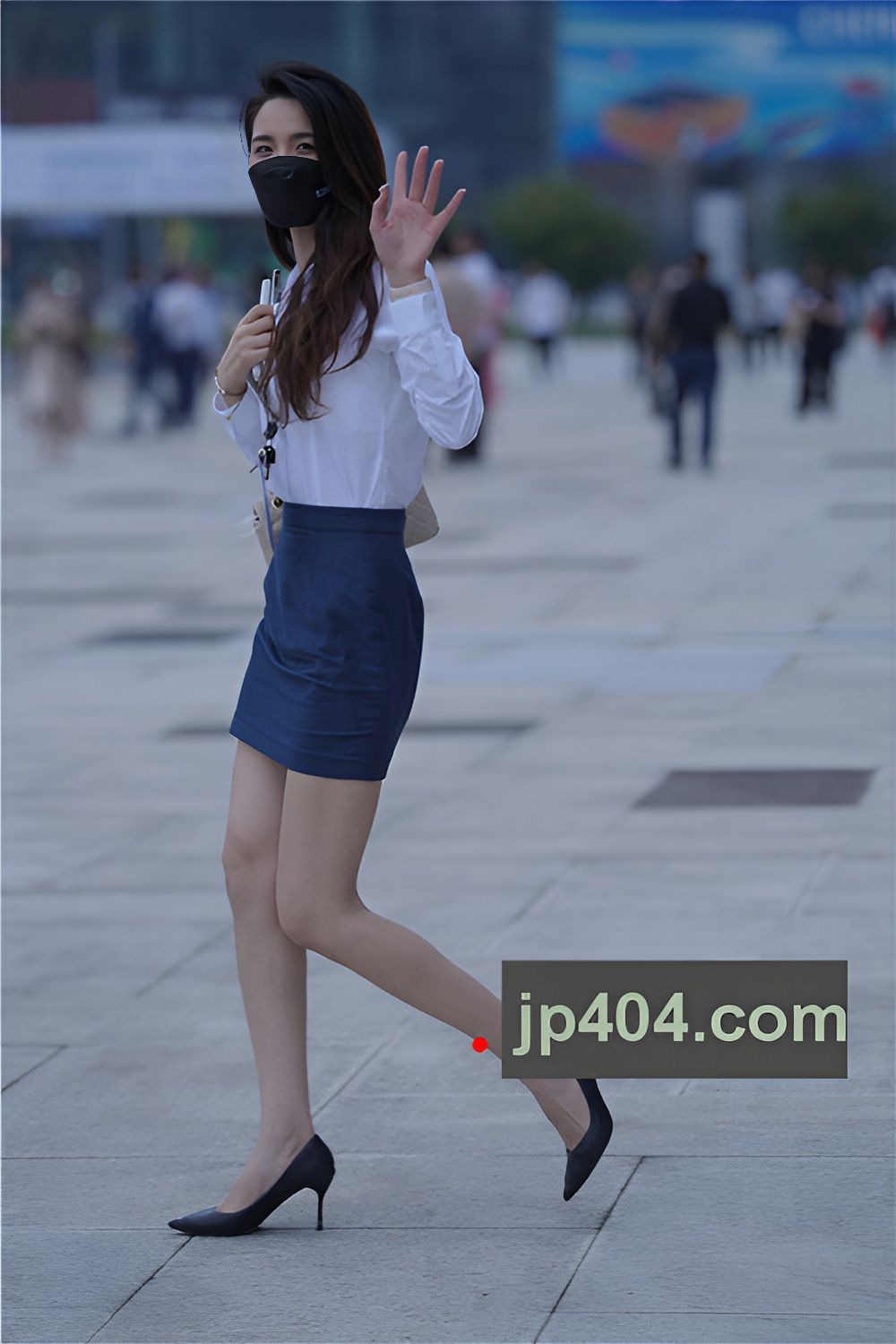 蓝裙OL妹子【套图+视频】